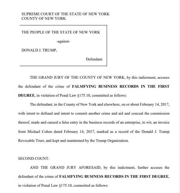 2023 04 04 Trump 起诉书