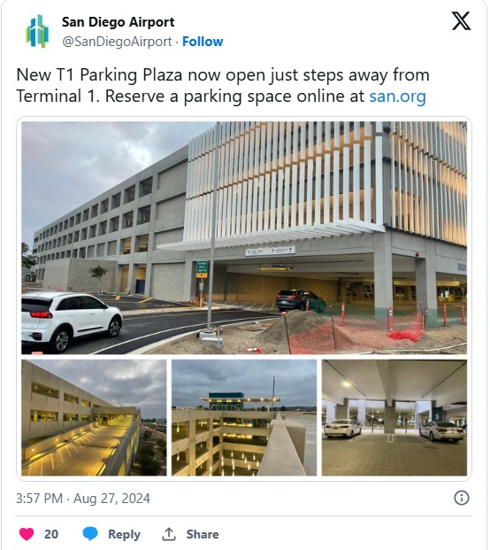 2024 08 29 SD airport T1 parking lot 2