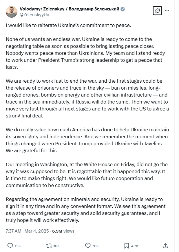 2025 03 04 泽连斯基X推文